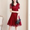 Lace Summer Dress Women 2023 New Short Sleeve Floral Elegant Party Dress Female Vestidos Mujer Red.jpg 640x640 (17)