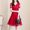 Lace Summer Dress Women 2023 New Short Sleeve Floral Elegant Party Dress Female Vestidos Mujer Red.jpg 640x640 (15)