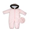 Kombinéza s kapucí a kožíškem Baby Nellys ®prošívaná, bez šlapek - sv. růžová (Velikost 98 (2-3r))