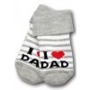 Kojenecké froté bavlněné ponožky I Love Dad, bílo/šedé proužek