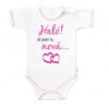 Body krátký rukáv s vtipným textem Baby Nellys, Haló! Já jsem tu nová, vel. 80, holka (Velikost koj oblečení 80 (9-12m))