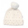 Zimní čepice s bambulí + šál, Pearls, Baby Nellys - smetanová