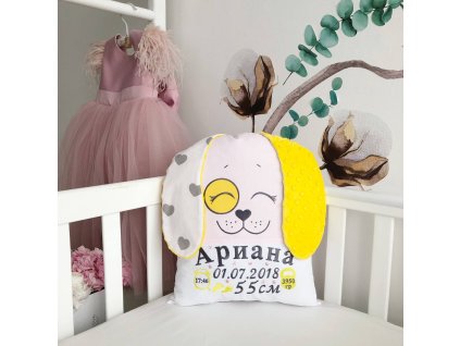 Personalizovaný polštář do postýlky s porodními údaji miminka