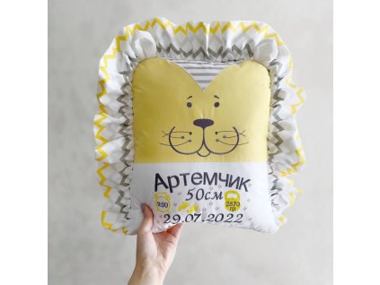 Personalizovaný polštář do postýlky s porodními údaji miminka