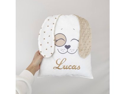 Dětský polštářek pejsek – Měkký mazlíček do postýlky pro miminko