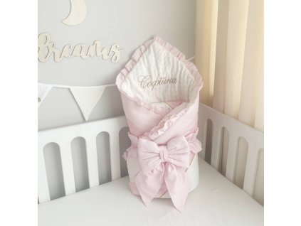 Luxusní zavinovačka pro miminko s krajkou a výšivkou