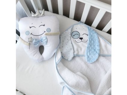 Velká osuška s kapucí pro miminko – modra, rozměr 100x100 cm