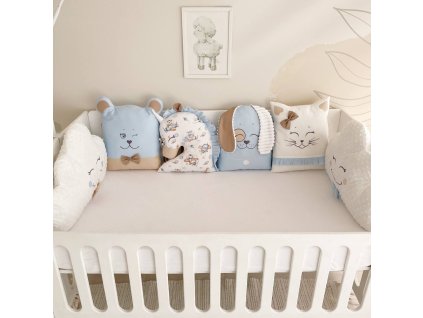Polštářkový mantinel do postýlky – Set s motivem lesních zvířátek