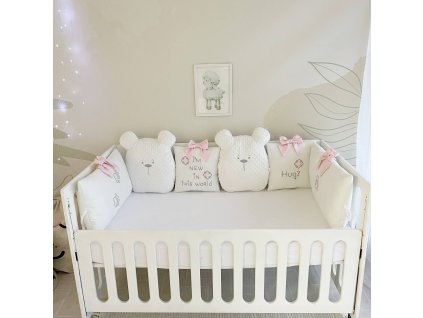Polštářkový mantinel do postýlky – Set s motivem zvířátek