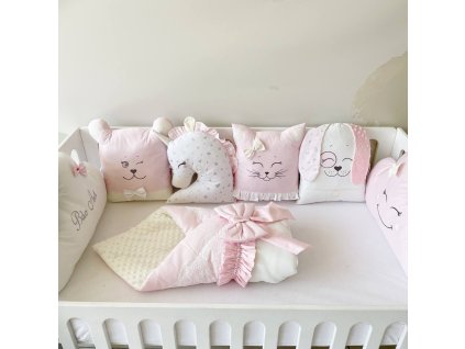 Bavlněný polštářkový mantinel do postýlky pro miminko