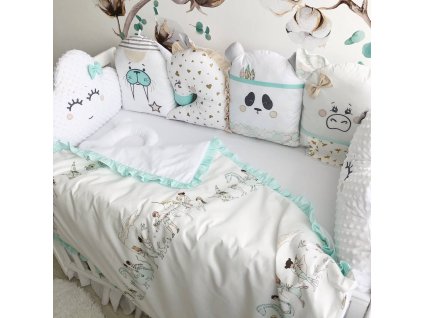 Polštářkový mantinel do postýlky – Set s motivem lesních zvířátek