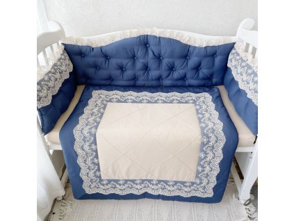 Prémiový mantinel do postýlky s krajkou – luxusní bavlna pro novorozence