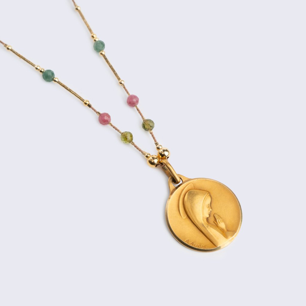 Necklace with vintage Saint Mary and tourmaline