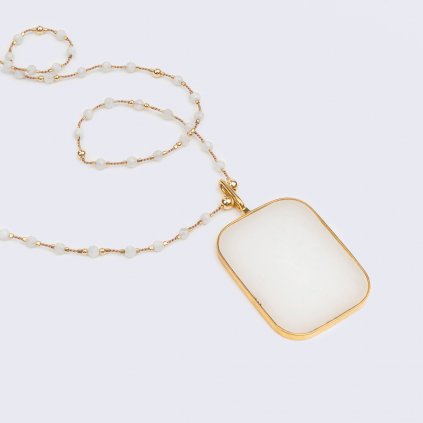 Vintage rectangle pendant & moonstone