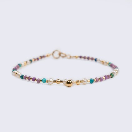 Náramek perly, fosfosiderit a chryzokola