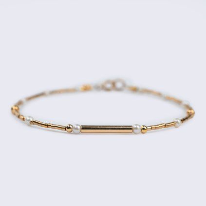Bracelet Pearls & gold filled tube