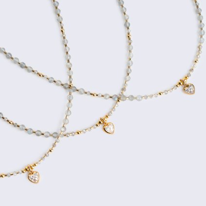 Náhrdelník labradorit se srdíčkem I.