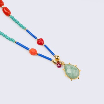 Náhrdelník vintage beads & amazonit II.