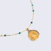 Necklace antique Saint Mary chrysocolla & pearls II.