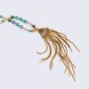 Necklace with Chain Tassel on Silk with Gemstones