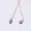 Chain Earrings with Grey Pearls