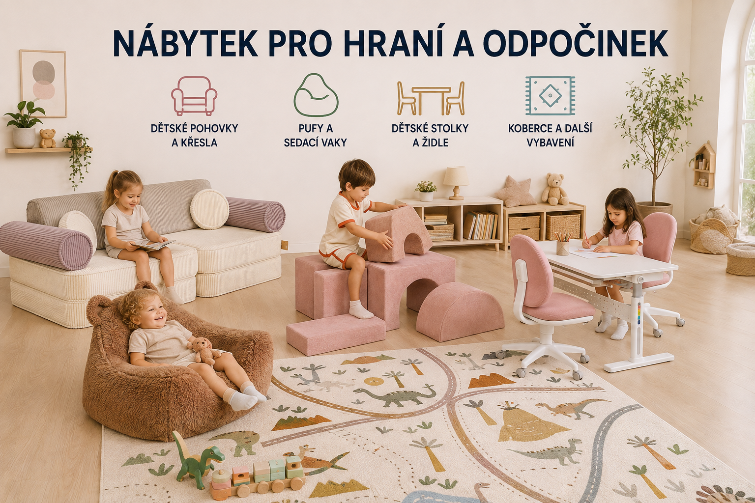 Nábytek pro hraní a odpočinek pro školy a školky