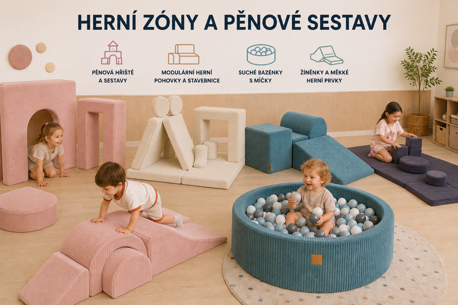 Herní zóny a pěnové sestavy pro školy a školky