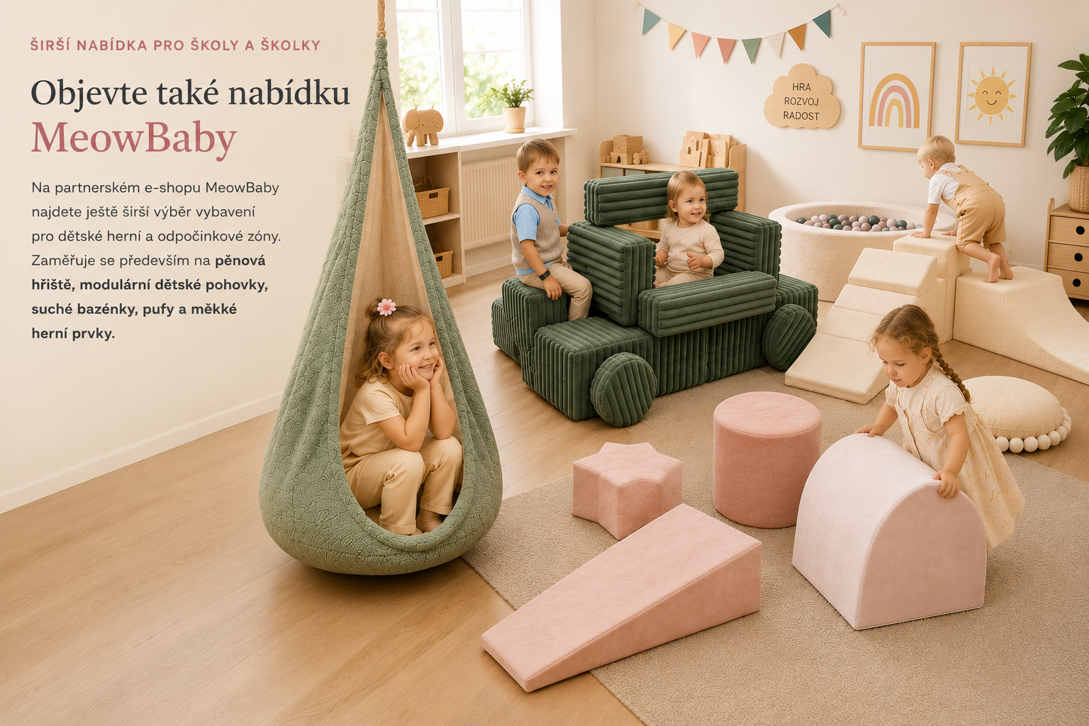 MeowBaby – pěnová hřiště, modulární pohovky a vybavení pro školy a školky