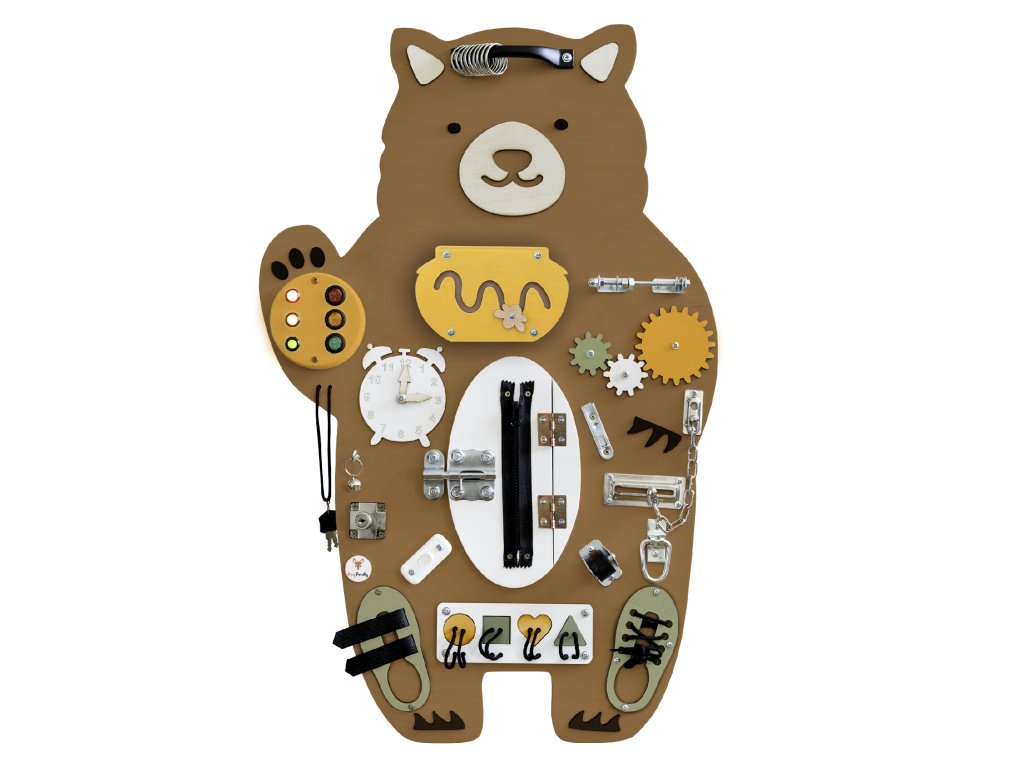 Foxy Family Montessori activity board Woodland Medvědice Maruška Varianta: Bez stojanu - montáž na zeď