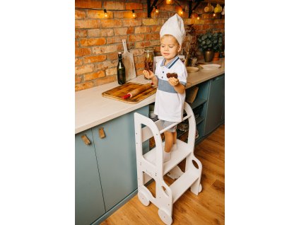 Učící věž 2v1 Car by Toddler in Family bílá all white