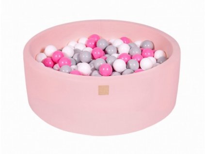 Suchý bazének s míčky 90x30cm s 200 míčky, růžová bílá, šedá, růžová