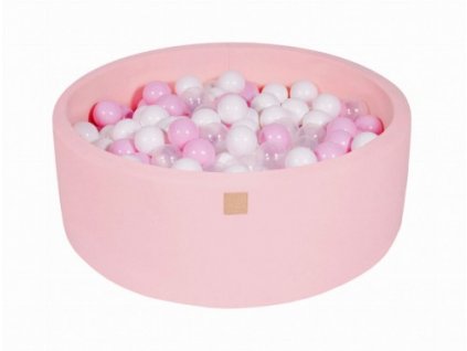 Suchý bazének s míčky 90x30cm s 200 míčky, růžová bílá, růžová, průhledná