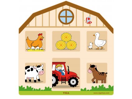 Dřevěná Montessori manipulační deska Farma Viga