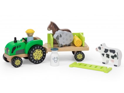 Dřevěný traktor VIGA Farma zvířat