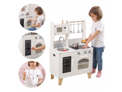 Dřevěná kuchyně Light Sound s příslušenstvím, bílá Viga PolarB