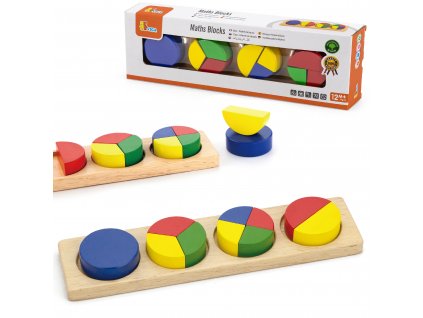 Dřevěné puzzle Viga Montessori Matematické bloky Zlomky