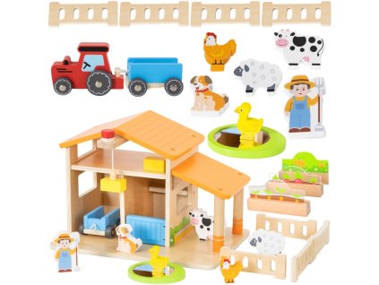 viga drewniana farma dom farmera z ogrodkiem i traktorem 21 el