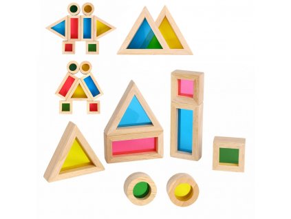 Dřevěné barevné zrcadlové bloky Tooky