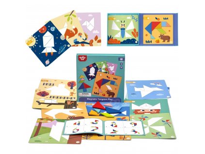TOOKY TOY Puzzle Tangram Puzzle pro děti Učící se tvary Tvary figurek 18 ks.