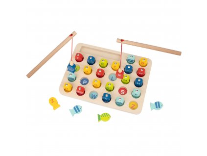 Tooky Toy Dřevěná hra Chytání ryb Učící dopisy 29 ks.