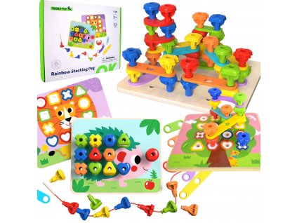 TOOKY TOY multifunkční deska sada barevných šroubů pro učení tvarů