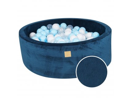Suchý bazének s míčky 90x30cm s 200 míčky, mořská modrá: bílá, modrá, transparentní