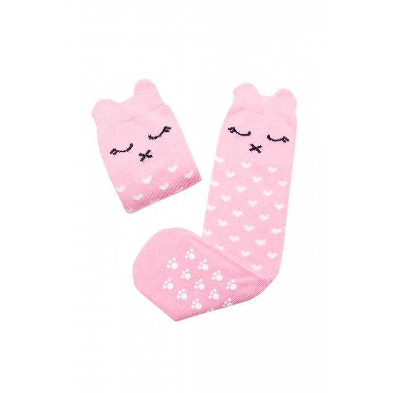 Mama's Feet Dětské podkolenky s kočičkou Crazy Animals Pinky Kitty růžové Velikost: 3-4 roky
