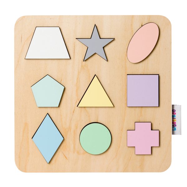 Dřevěné barevné vkládací puzzle Tvary Woobiboo