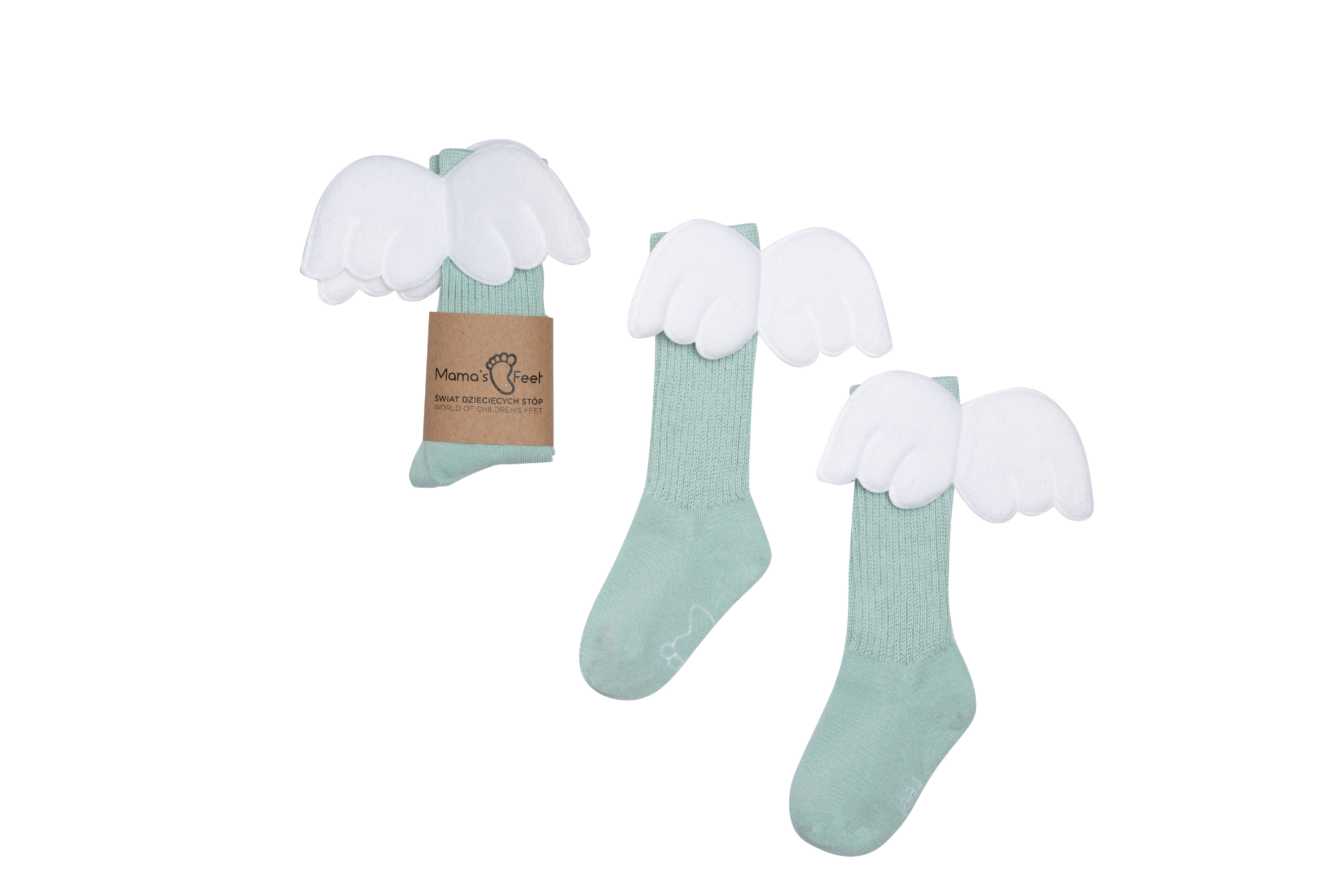 Mama's Feet Dětské podkolenky s křidélky Mint Angels mintové Velikost: Pro maminku