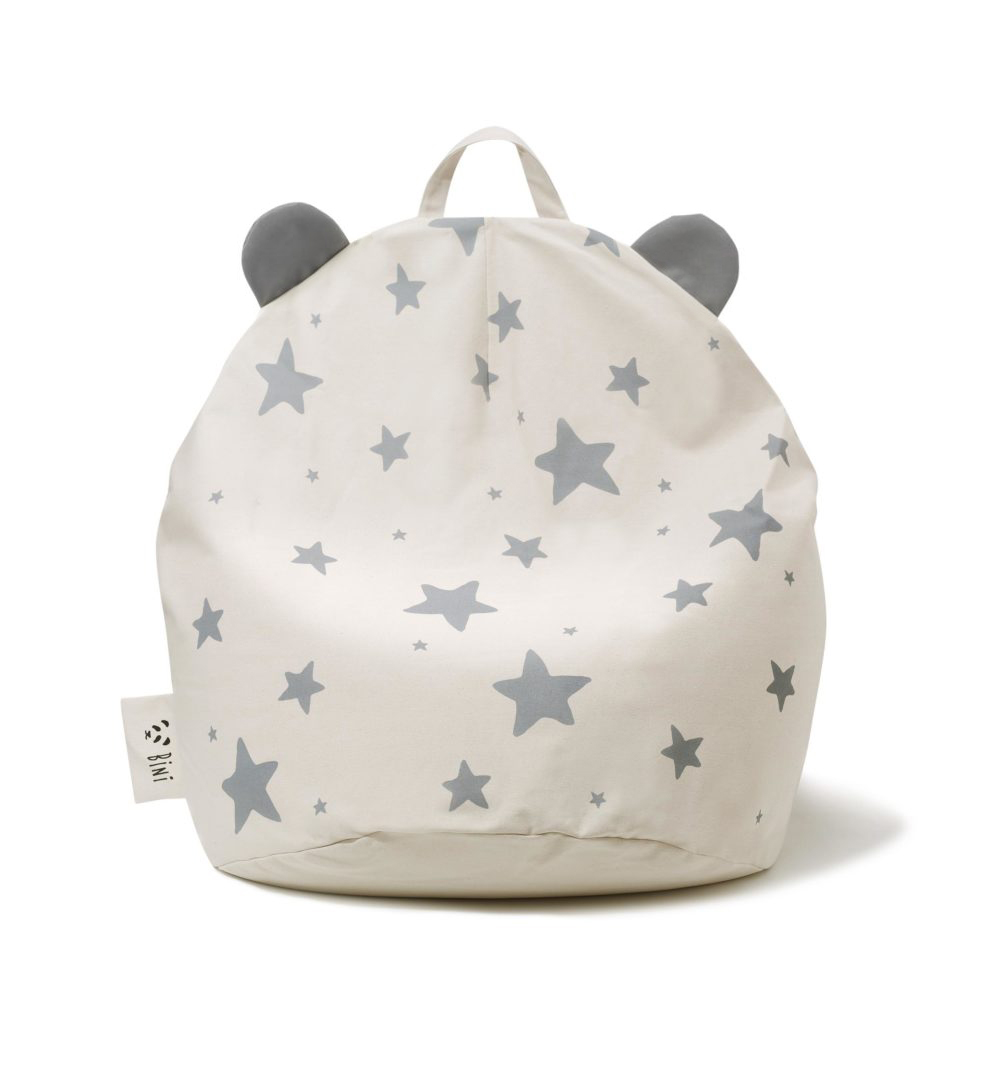 Dětský sedací vak Bini Panda Original L Design vaku: Panda + šedé hvězdy