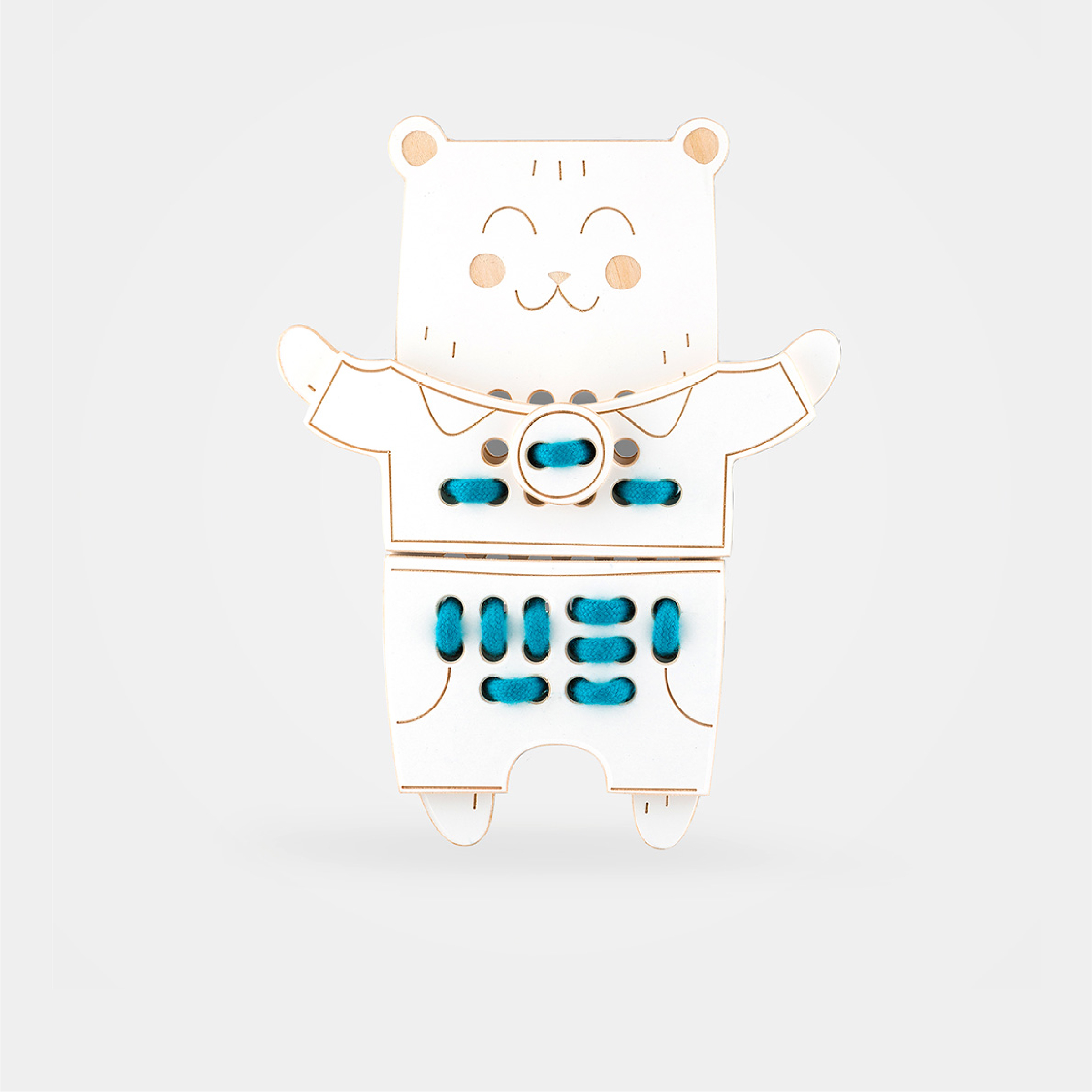 Milin Dřevěné provlékání provázků pan medvídek Teddy Bear