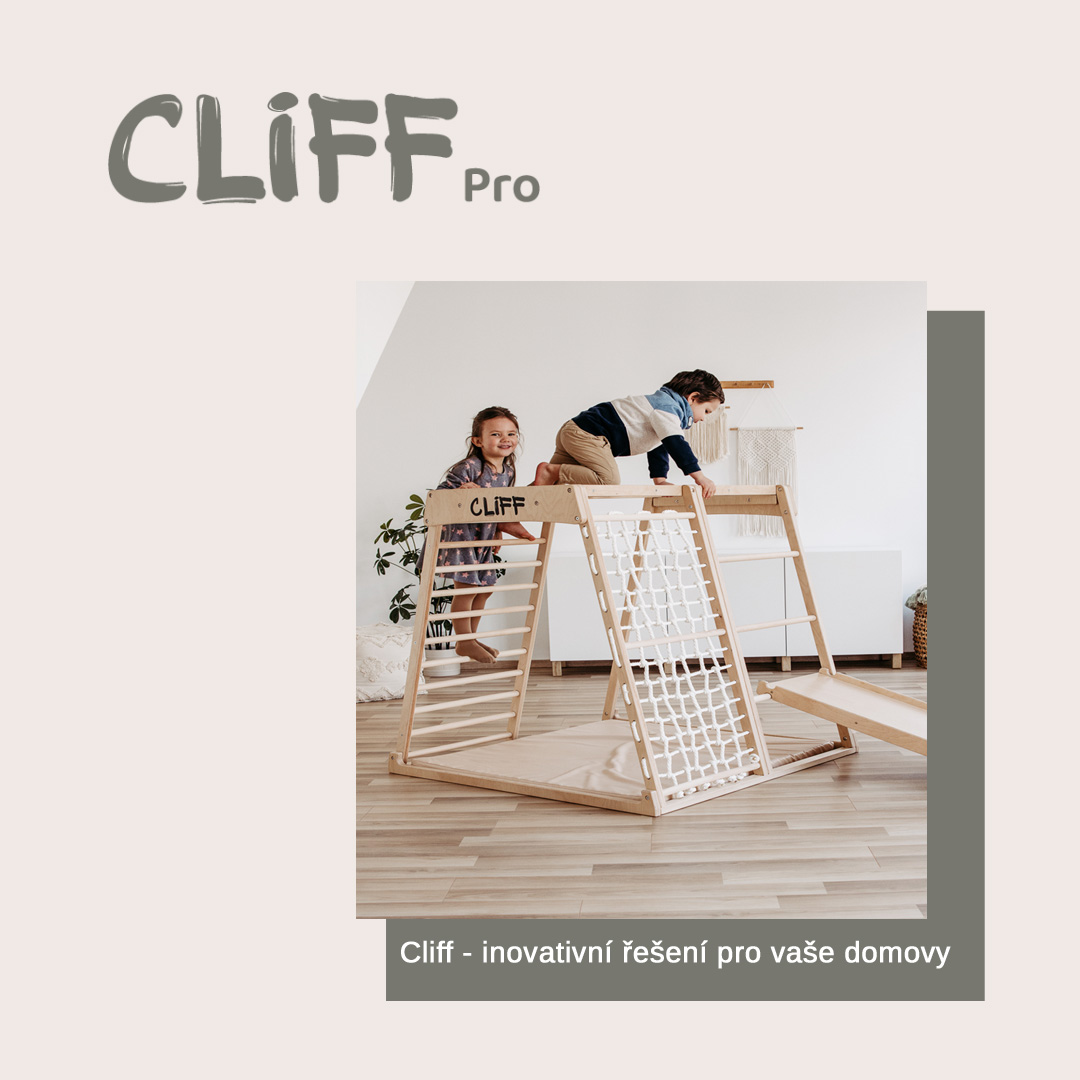 Dětské domácí dřevěné hřiště a prolézačka Cliff Pro - bílá