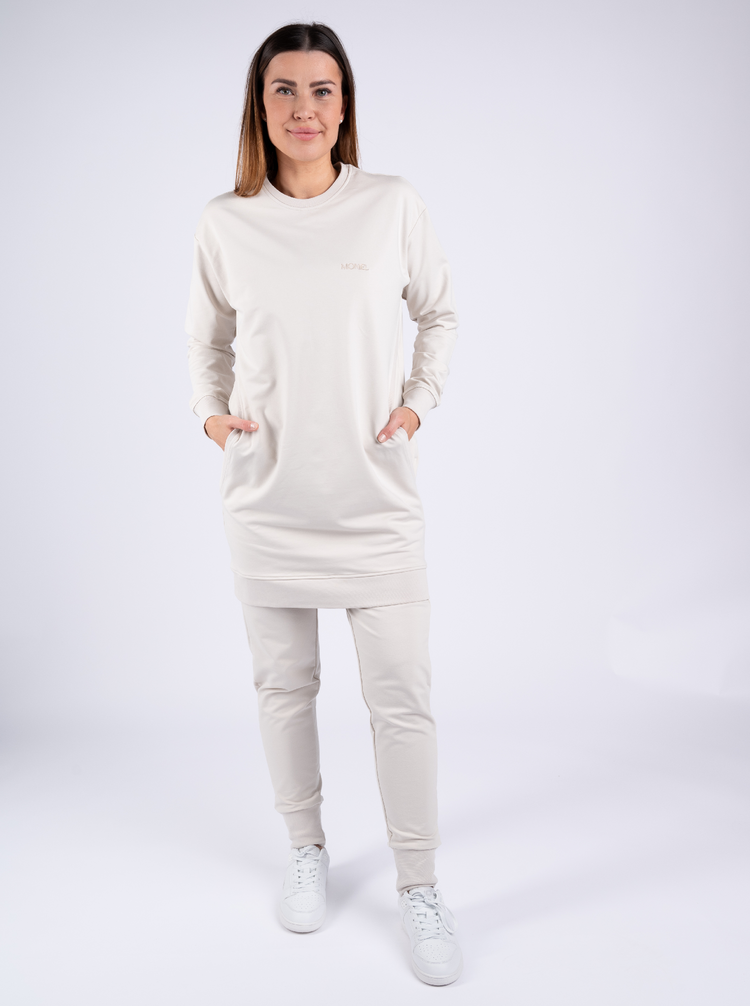 Moniel kojící tepláková souprava s dlouhou mikinou vel. XL Basic Basic Light Beige