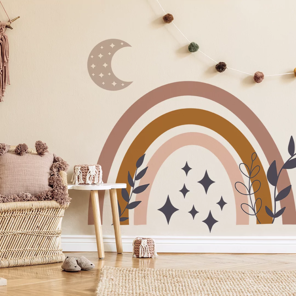 YokoDesign Samolepka na zeď do dětského pokoje Duha v boho stylu